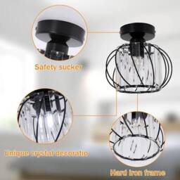 SPETLEK Modern Ceiling Pendant Light Shade Acrylic Crystal in Black - thumbnail 5