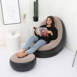 Marco Paul Inflatable Chair & Foot Stool in Black - Size: 100 cm x 190 cm - thumbnail 1