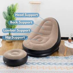 Marco Paul Inflatable Chair & Foot Stool in Black - Size: 100 cm x 190 cm - thumbnail 3