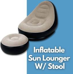 Marco Paul Inflatable Chair & Foot Stool in Black - Size: 100 cm x 190 cm - thumbnail 6