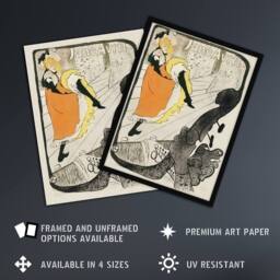 Artery8 Jane Avril Can Can Dancer Vintage Framed Wall Art Print Toulouse Lautrec - Size: A4 - thumbnail 2