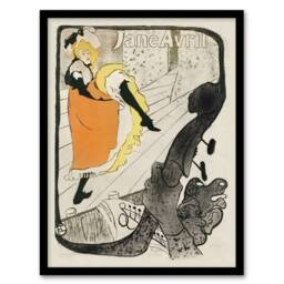 Artery8 Jane Avril Can Can Dancer Vintage Framed Wall Art Print Toulouse Lautrec - Size: A4 - thumbnail 1