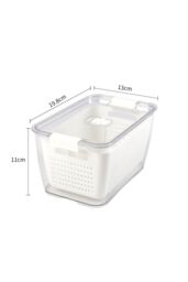 Living and Home 2 Layer 1.7L Fridge Drain Storage Basket 2-Grid Box Food Fruit Vegetable Container with Lid, Detachable Divider in White - thumbnail 6