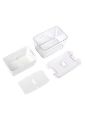 Living and Home 2 Layer 1.7L Fridge Drain Storage Basket 2-Grid Box Food Fruit Vegetable Container with Lid, Detachable Divider in White - thumbnail 4