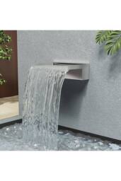 Living and Home 30cmW x 20cmD Wall-Mounted Stainless Steel Water Blade Waterfall Pool Fountain Garden in Silver - Size: 30 cmW x 20 cmD - thumbnail 1