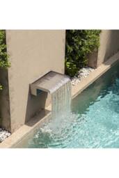 Living and Home 30cmW x 20cmD Wall-Mounted Stainless Steel Water Blade Waterfall Pool Fountain Garden in Silver - Size: 30 cmW x 20 cmD - thumbnail 5