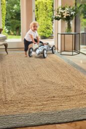 Origin Jute Border Sage Green in Light Sand - Size: 120 cm x 170 cm - thumbnail 1