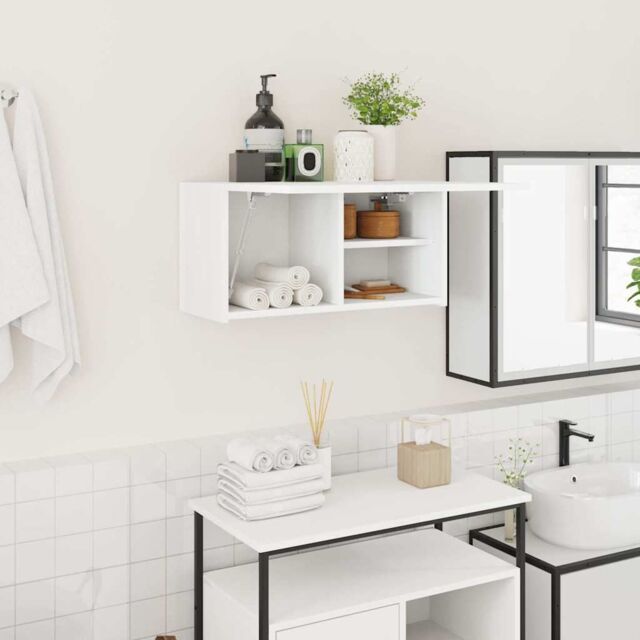 Berkfield Home Bathroom Wall Cabinet White 60x25x30 cm Engineered Wood - Size: 60 x 25 x 30 cm - image 1