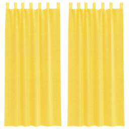 Berkfield Home Voile Curtains with Rod Pockets 2 pcs Yellow - thumbnail 3