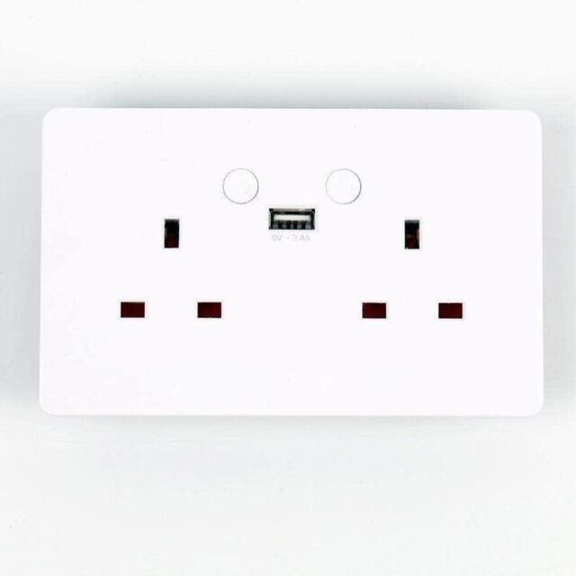 ENER-J Smart WiFi 13A Twin Wall Socket with Type C Port White 250V - image 1