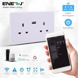 ENER-J Smart WiFi 13A Twin Wall Socket with Type C Port White 250V - thumbnail 2