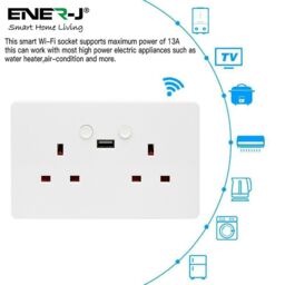 ENER-J Smart WiFi 13A Twin Wall Socket with Type C Port White 250V - thumbnail 6