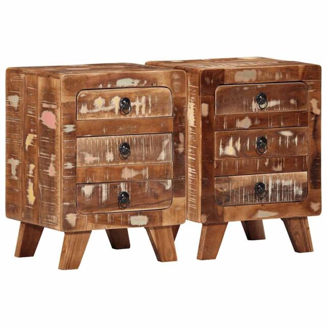 Berkfield Home Bedside Cabinet 2 pcs 37x32x50 cm Solid Wood Reclaimed - Size: 37 x 32 x 50 cm - image 1