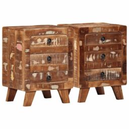 Berkfield Home Bedside Cabinet 2 pcs 37x32x50 cm Solid Wood Reclaimed - Size: 37 x 32 x 50 cm - thumbnail 1