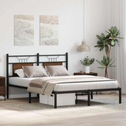 Berkfield Home Bed Frame without Mattress Brown Oak 140x200 cm Engineered Wood - thumbnail 5