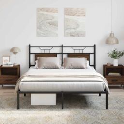 Berkfield Home Bed Frame without Mattress Brown Oak 140x200 cm Engineered Wood - thumbnail 4