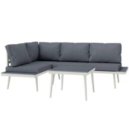 OUTSUNNY 3 Piece Garden Furniture Set with 5-Level Adjustable Lounger, Grey - thumbnail 2