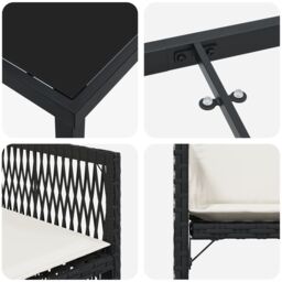 Berkfield Home 5 Piece Garden Dining Set with Cushions Black Poly Rattan - thumbnail 9
