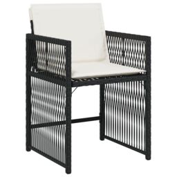 Berkfield Home 5 Piece Garden Dining Set with Cushions Black Poly Rattan - thumbnail 6