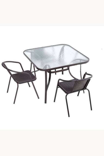 Living and Home Square 2 - Person 105Cm Long Dining Bistro Set in Brown - image 1