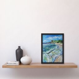 Artery8 Scarborough North Bay Abstract Coastal Landscape Framed Art Print in Blue - Size: A4 - thumbnail 4