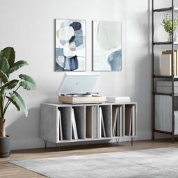 Berkfield Home Record Cabinet Concrete Grey 100x38x48 cm Engineered Wood - Size: 100 x 38 x 48 cm