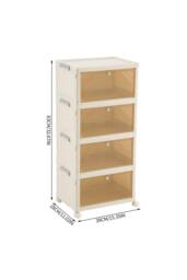 Living and Home 4-Tier Foldable Shoe Cabinet with Wheels Rolling Storage Box in Cream - Size: Medium - thumbnail 9