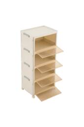 Living and Home 4-Tier Foldable Shoe Cabinet with Wheels Rolling Storage Box in Cream - Size: Medium - thumbnail 6