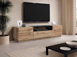Vente-unique TV Stand With 2 Doors, 1 Drawer & 1 Shelf - Natural & Black - thumbnail 1