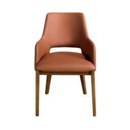 Angel Cerda Brown Leatherette Dining Chair with Armrests - thumbnail 2