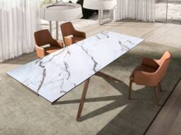 Angel Cerda Brown Leatherette Dining Chair with Armrests - thumbnail 6