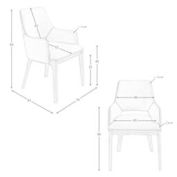 Angel Cerda Brown Leatherette Dining Chair with Armrests - thumbnail 7