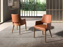 Angel Cerda Brown Leatherette Dining Chair with Armrests - thumbnail 3