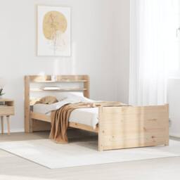 Berkfield Home Beautiful Bed Frame with Headboard without Mattress 75x190 cm Sma in Light Brown - Size: Small Single - thumbnail 2