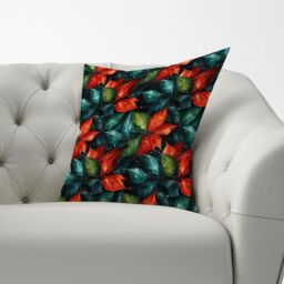 Warren Reed - Designer Christmas Watercolour Holly Leaf Cushions in Red - Size: 45 cm x 45 cm - thumbnail 2