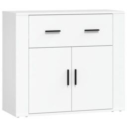 Berkfield Home Sideboard White 80x33x70 cm Engineered Wood - Size: 80 x 33 x 70 cm - thumbnail 2