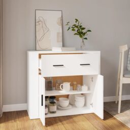 Berkfield Home Sideboard White 80x33x70 cm Engineered Wood - Size: 80 x 33 x 70 cm - thumbnail 6