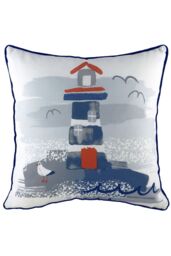 Evans Lichfield Nautical Lighthouse Hand-Painted Watercolour Printed Cushion - Size: 43 cm x 43 cm - thumbnail 1