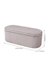 Living and Home Corduroy Upholstered Storage Bench in Grey - thumbnail 3