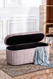 Living and Home Corduroy Upholstered Storage Bench in Grey - thumbnail 2