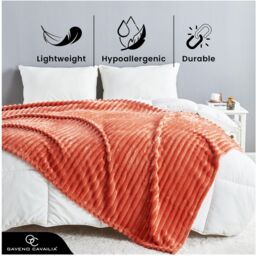 GAVENO CAVAILIA Osum Ribbed Throw in Burnt Orange - Size: 150 cm x 200 cm - thumbnail 3