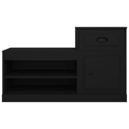 Berkfield Home Shoe Cabinet Black 100x42x60 cm Engineered Wood - Size: 100 x 42 x 60 cm - thumbnail 6