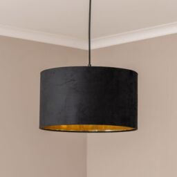 ValueLights Reni Black Velvet with Gold Inner Easy Fit Ceiling Lamp Shade & Bulb - Size: Large - thumbnail 3