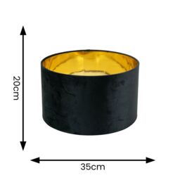 ValueLights Reni Black Velvet with Gold Inner Easy Fit Ceiling Lamp Shade & Bulb - Size: Large - thumbnail 5