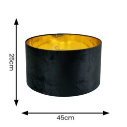 ValueLights Reni Black Velvet with Gold Inner Easy Fit Ceiling Lamp Shade & Bulb - Size: Large - thumbnail 7