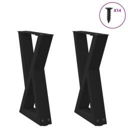Berkfield Home Coffee Table Legs 2 pcs Black 28x(42-43.3) cm Steel - thumbnail 2