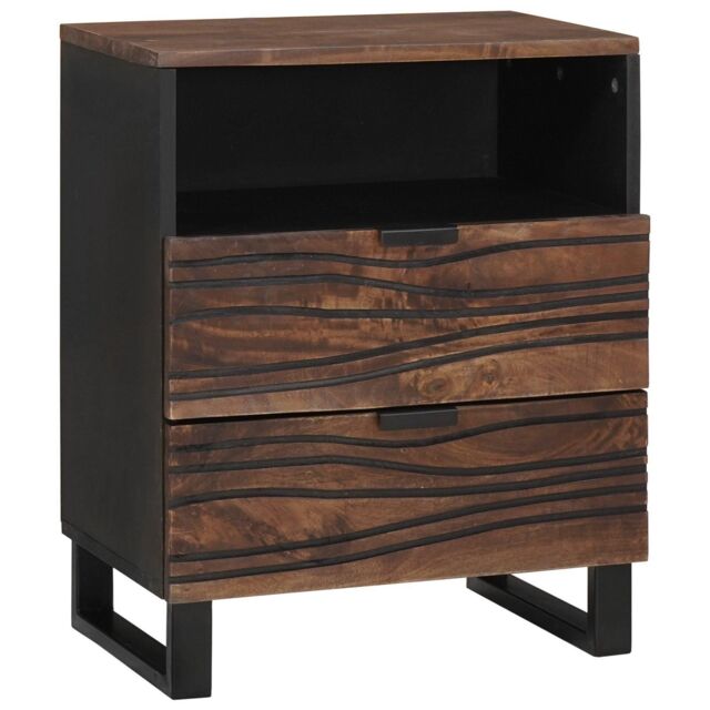 Berkfield Home Bedside Cabinet - 50 x 33 x 60 cm - Made from Solid & Engineered Wood in Brown - image 1