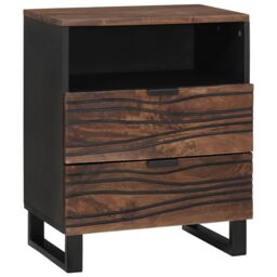 Berkfield Home Bedside Cabinet - 50 x 33 x 60 cm - Made from Solid & Engineered Wood in Brown - thumbnail 1