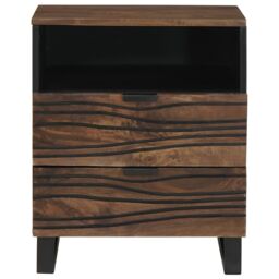 Berkfield Home Bedside Cabinet - 50 x 33 x 60 cm - Made from Solid & Engineered Wood in Brown - thumbnail 3