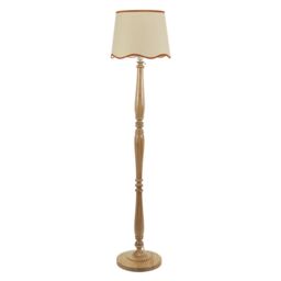 ValueLights Victoria Light Wood Floor Lamp with Linen Scallop Trim Tapered Shade & Bulb in Burnt Orange - thumbnail 2